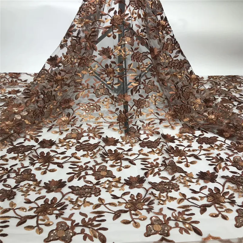 

African net lace french sequin fabric 2020 high quality embroidered with sequins nigerian tulle laces fabrics for sewing cd17-98