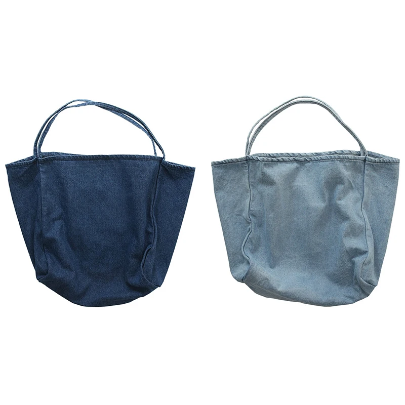 

Fashion Simple Casual Denim Canvas Women's Shoulder Bag Large Capacity Eco Shopping Bag Student School Bag