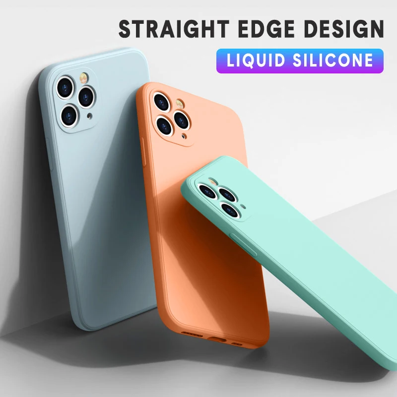 

Original Square Liquid Silicone Case For iPhone 11 12 Pro Max Mini Full Protector Case For iPhone XS MAX XR X 7 8 Plus SE2 Cover