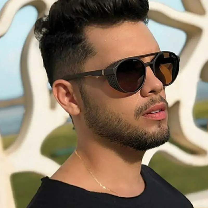 

Солнцезащитные очки в стиле ретро UV400 для мужчин и женщин, модные брендовые дизайнерские винтажные круглые солнечные очки в стиле стимпанк, ...