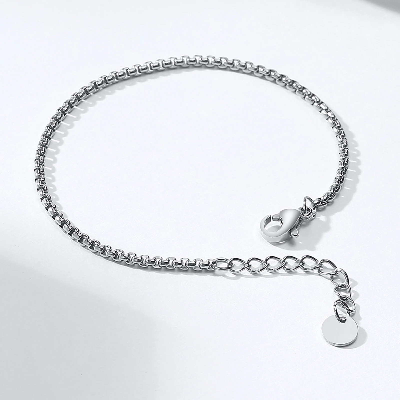 

SILVER FILLED STAINLESS STEEL CHAIN BRACELET WOMEN THIN JEWELRY