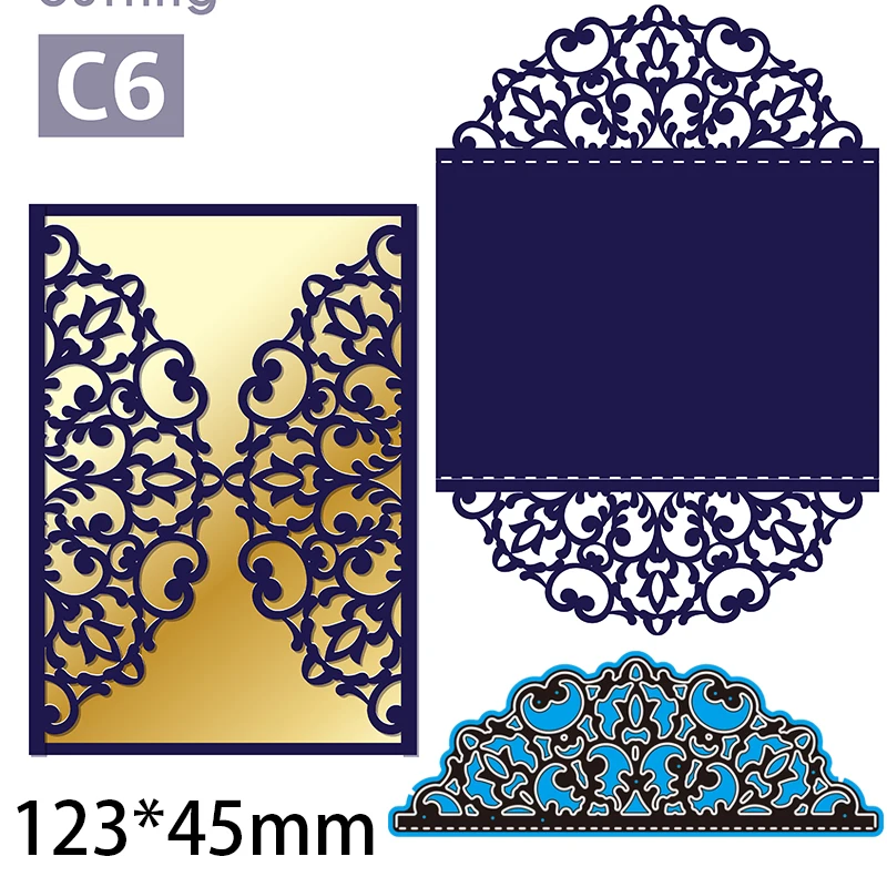 

Cutting Metal Dies Hollow Laser Card Bag New Stencils DIY Scrap booking Paper Cards Craft Making Craft Decoration 123*45 mm