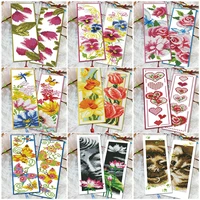 cross stitch bookmarks animal flower patterns handmade embroidery fabric needlework crafts cross stitch kits flowers