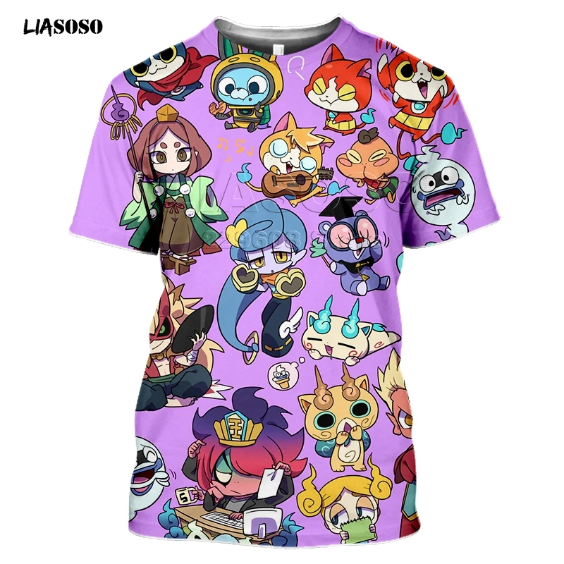 Новые модные мужские и женские толстовки с 3D принтом аниме Yokai часы коротким