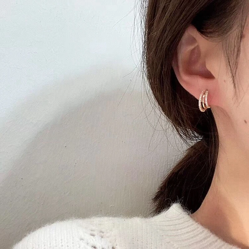 

Rhinestone Hoop Earrings Muilt-Circle Fashion Trendy Elegant Earrings For Women Jewelry Fashion Statement Earrings Accessories