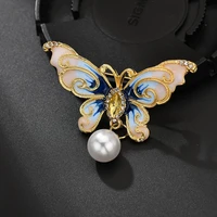 yada new butterfly animal pearl bow pins and brooches for lapel pin garment scarf jewelry rhinestone butterfly brooches bh200009