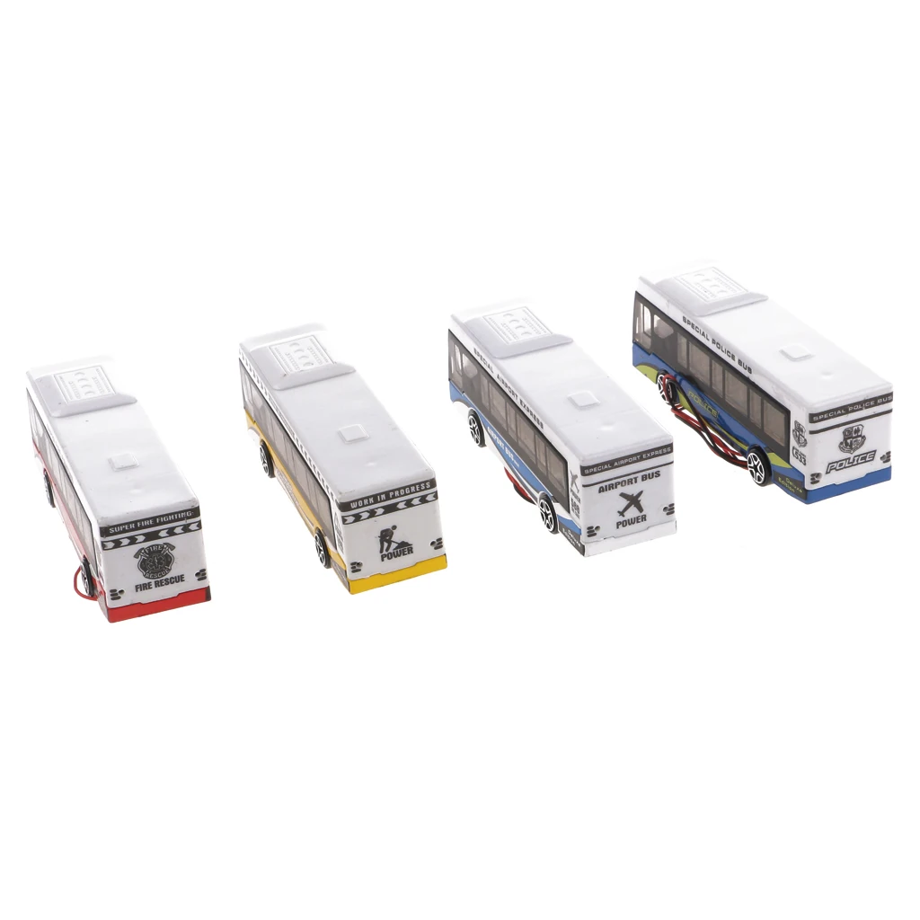 

4pcs Miniature Electric Bus Vehicle Different Styles Toy Car Children
