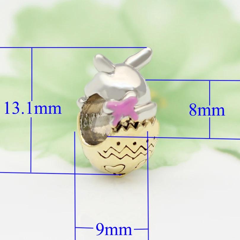 Бесплатная доставка Золотой Тон милый кролик Кролик Пасхальный Шарм бисера fit