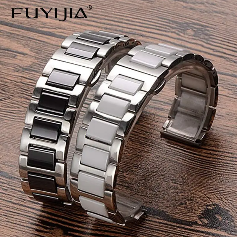 Ремешок FUYIJIA из нержавеющей стали для наручных часов Универсальный