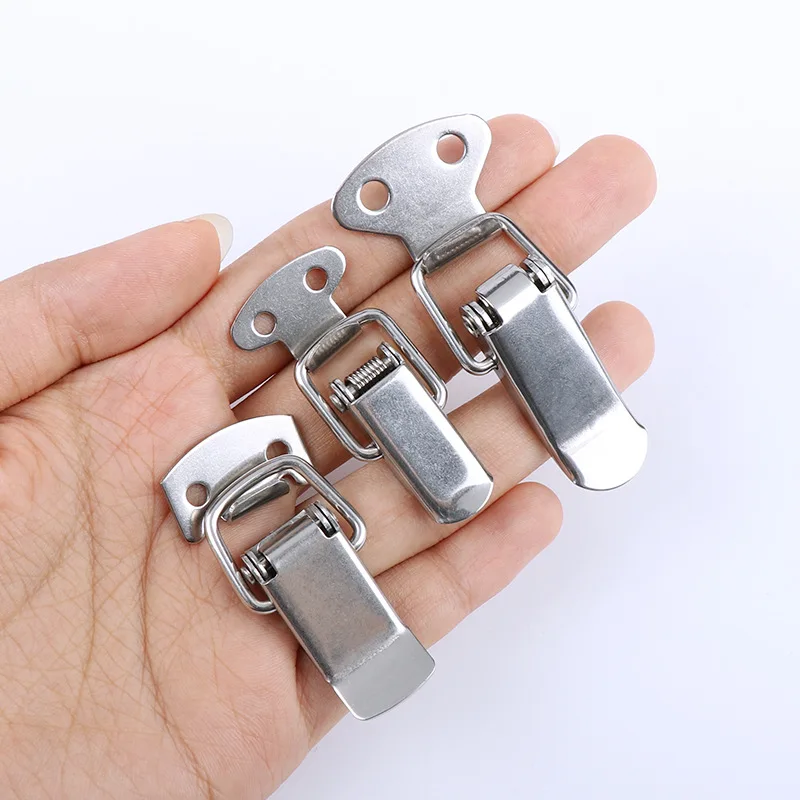 

10PC Cabinet Box Locks Spring Loaded Latch Catch Toggle 45*16mm Iron Hasps for Sliding Door Window Furniture Hardware Box