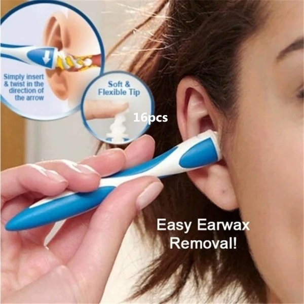 

cozy Smart Silicone Ear Washer with 16 Replaceable Heads Spiral Rotary Ear Picker Ear Cleaning Spoon