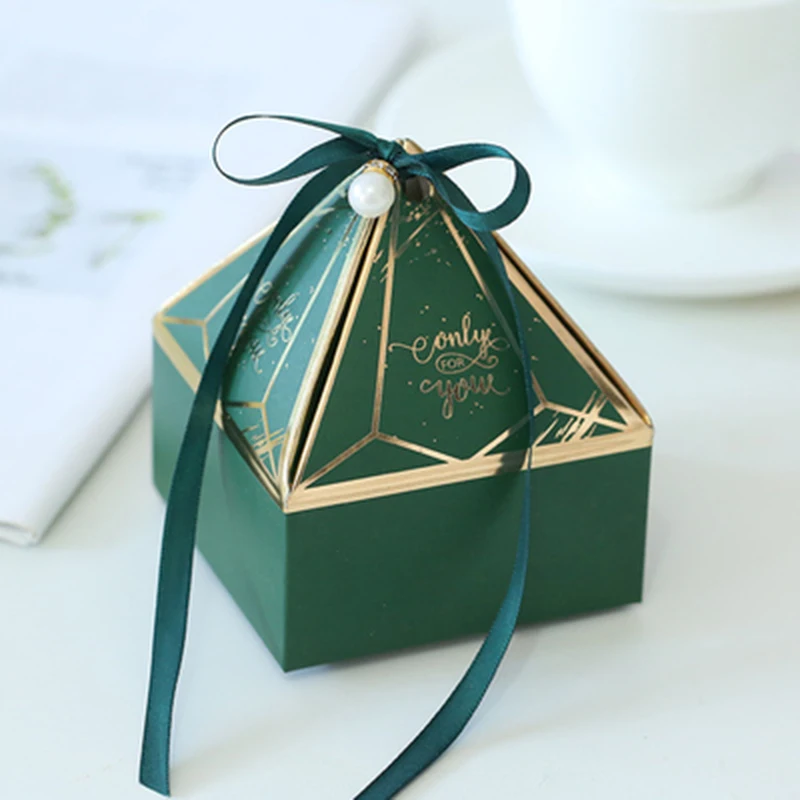 

New Paper Gift Box Gem Tower Candy Box with Ribbon Bead Wedding Favor Decoration Baby Shower Packaging Event & Party Supplies