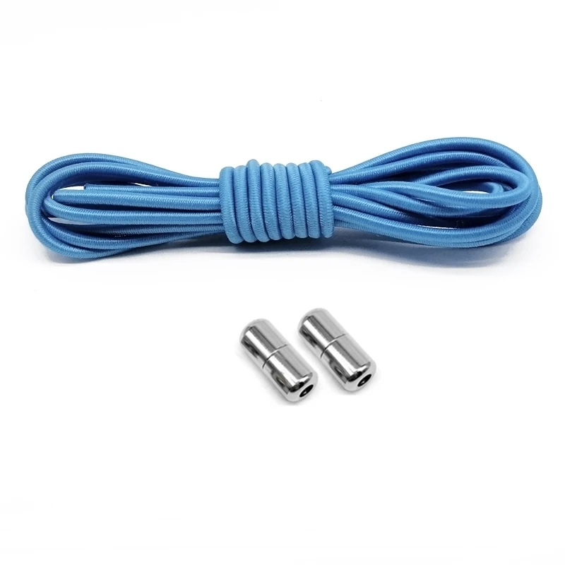 Light blue 1 пара эластичных шнурков без галстука фиксирующие круглые шнурки для ботинок дети взрослые кроссовки быстрые шнурки N122 - Цвет: Light blue