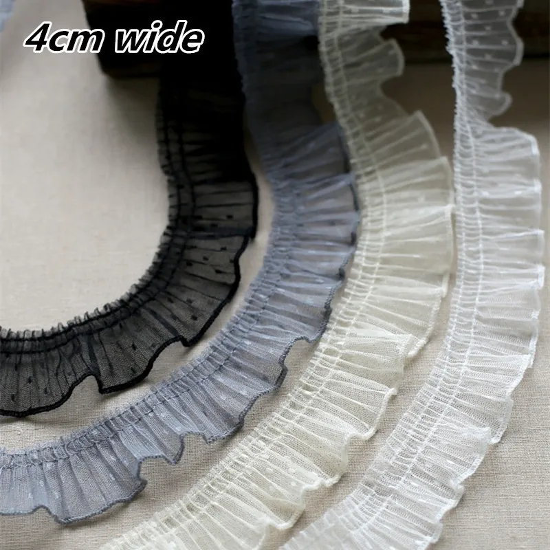 Низкая цена креативный плиссированный Кружевной Тюль с рюшами и крапинами