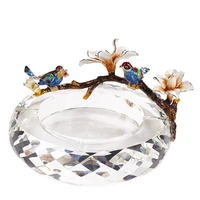 noshman ceniceros tabacos christmas gifts enamel flower bird home hotel decor luxurious creative crystal round glass ashtray