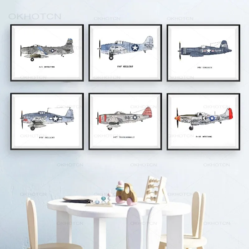 Винтажные постеры и принты самолетов Абстрактная Картина на холсте украшение