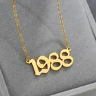Ожерелья QIMING 1988 с фигуркой цифры с датой года, подвески для женщин, Золотая цепочка, мужская и женская модная бижутерия, ожерелье для пары