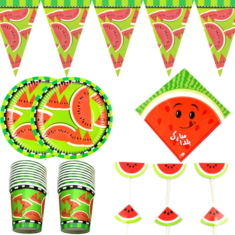 64 шт./лот тематические салфетки в виде арбуза подвесной баннер флажки на день