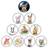 new cute rabbit love animals easter egg 10pcs 12mm18mm20mm25mm round photo glass cabochon demo flat back making findings