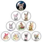 Новое пасхальное яйцо с милым Кроликом, любящим животных, 10 шт., круглые стеклянные кабошоны для фото 12 мм18 мм20 мм25 мм, фурнитура для демонстрации плоской задней поверхности