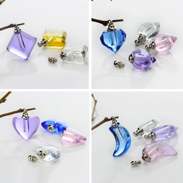 10PCS Crystal Glass vial pendants Mini Glass Bottles Rice vials Necklace Perfume Bottle Rice Charms DIY Name on Rice Art