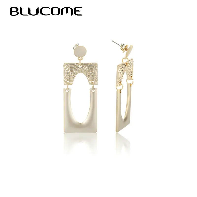 

Blucome Fashion Concise Gold Dangle Earrings For Women Girls Ear Piercing Statement Charm Chic Drop Earrings Jewelry Brincos