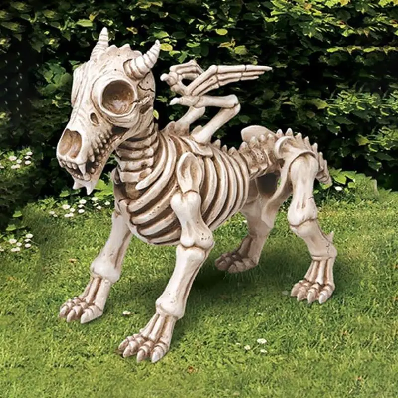 

Skeleton Dwarf Statues Garden Decoration Skeleton Couple Dog Figurines Garden Resin Ornament for Halloween Decoration