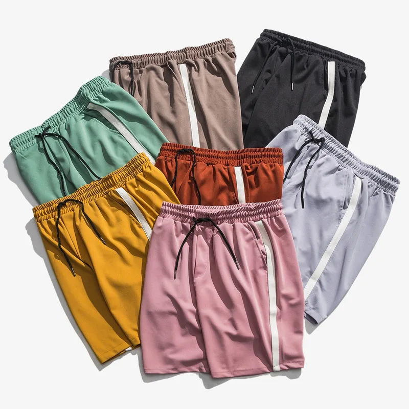 

Korean Fashion Shorts Men Casual Side Striped Short Joggers Streetwear Elastic Waist Pink Black Track Short Summer Bottoms