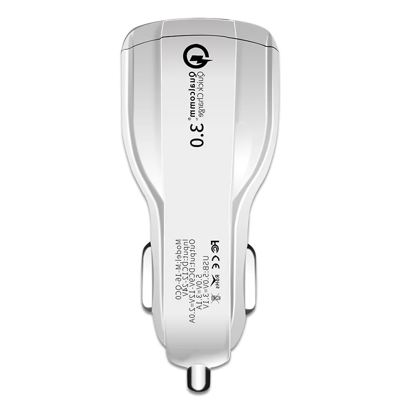 Белый Автомобильное зарядное устройство, двойной USB, быстрая зарядка 3,0 для автомобильного телефона, адаптер для быстрой зарядки, Мини Автомобильное зарядное устройство, адаптер для прикуривателя - Название цвета: Белый