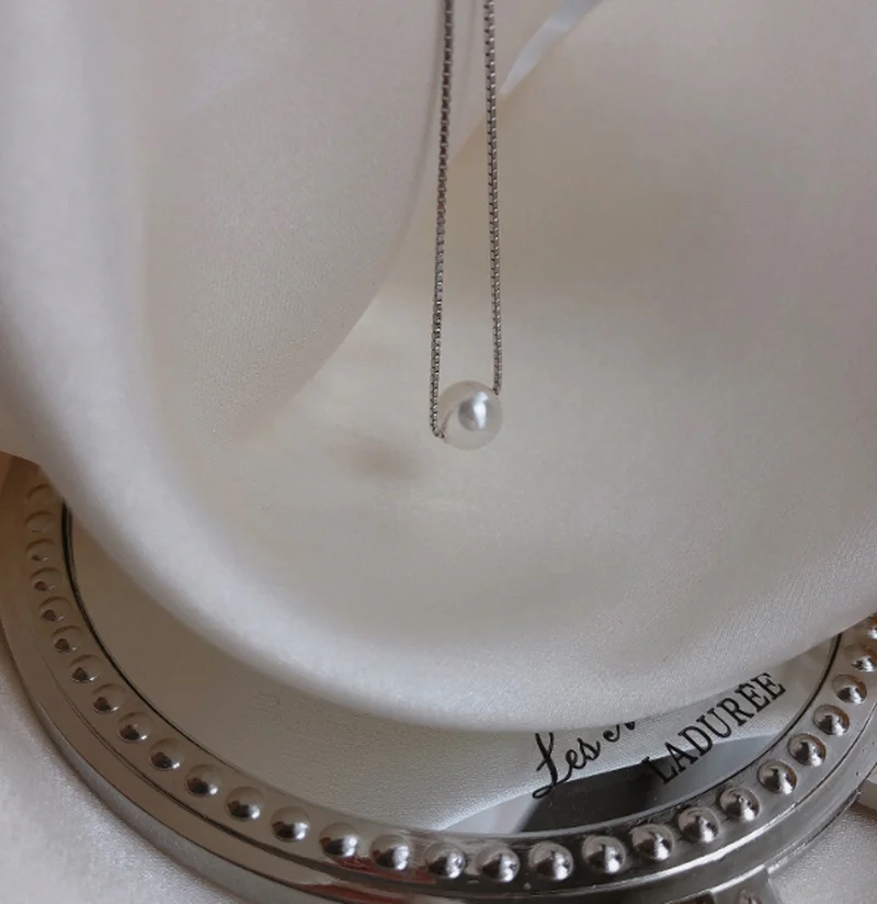 

925 Sterling Silver Necklace Cute Pearl Pendant Necklaces Gift for Girl