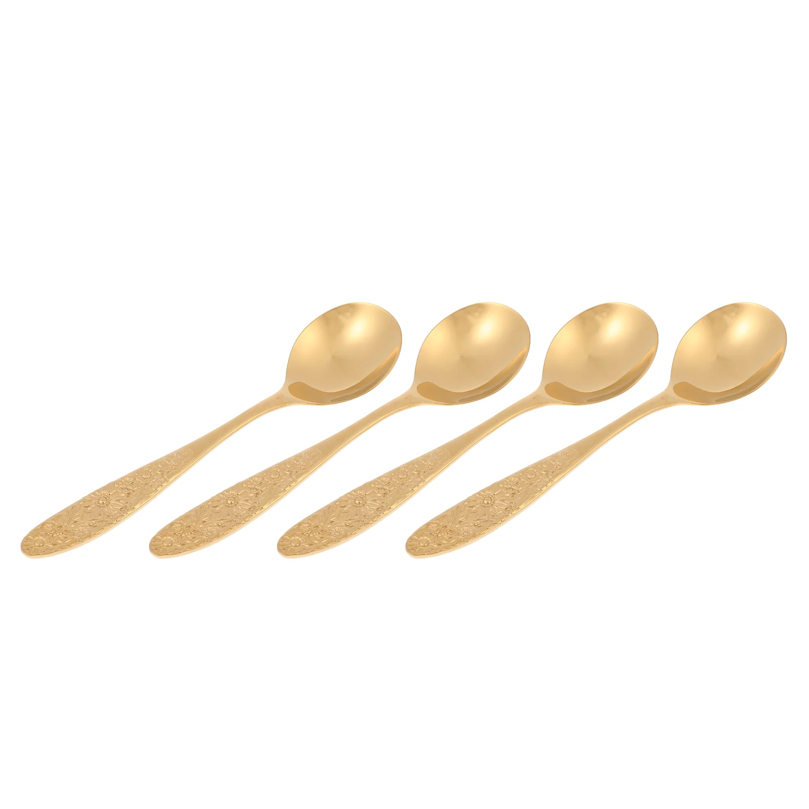 

4 Pcs Durable Multifunctional Stainless Steel Spoons Corrosion-resistant Food Spoons (Golden)