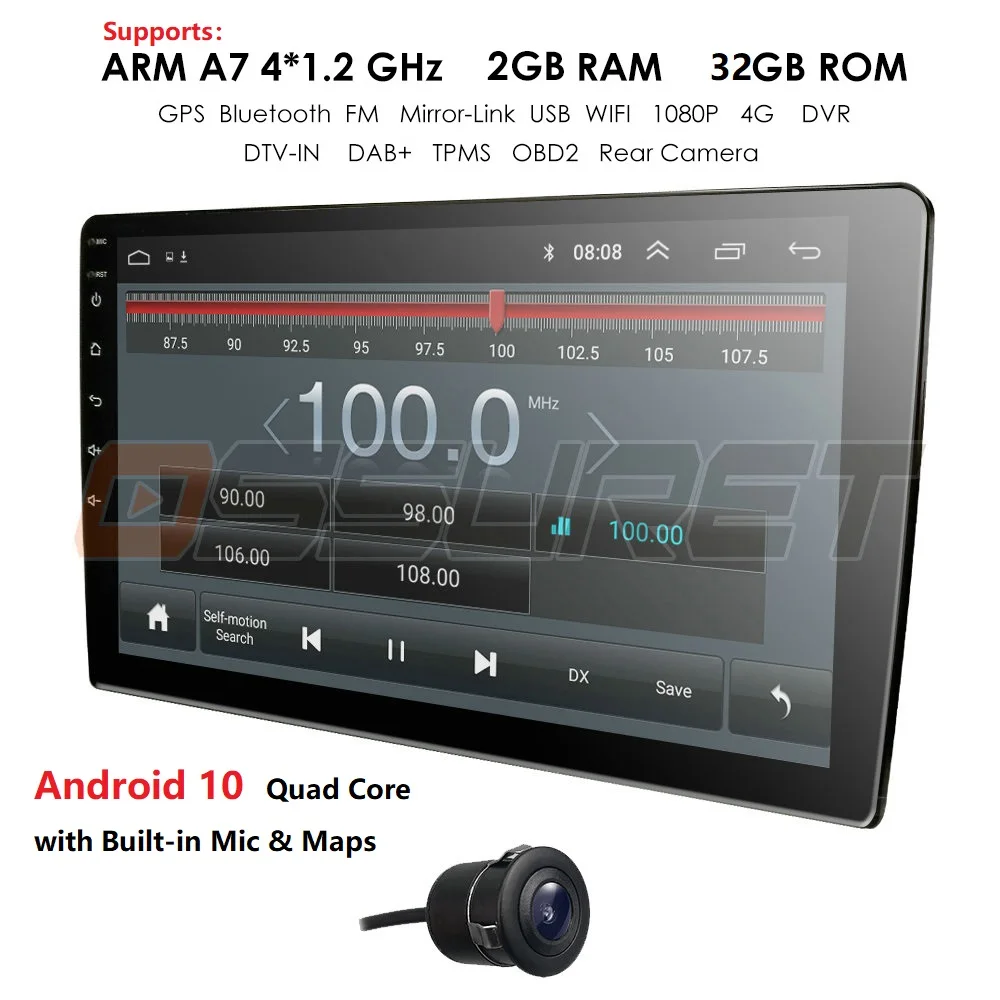 2din автомобильный радиоприемник 10 1 дюймов сенсорный экран mirrorlink Android