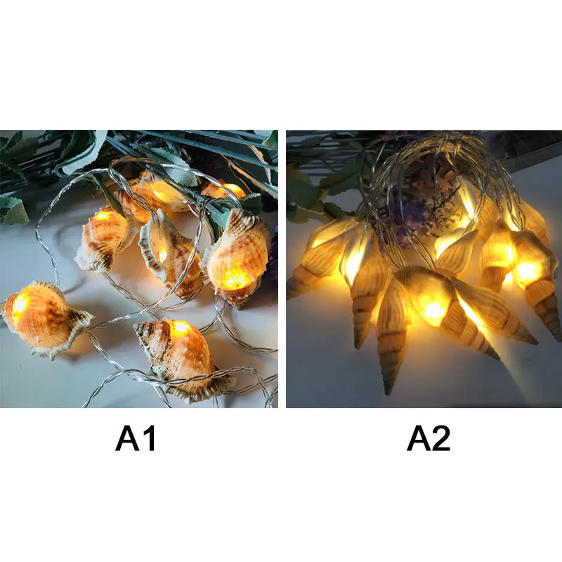 

Mediterranean Style LED String Light Natural Sea Shell Conch Handmade Creative Diy String Lights battery Led Lights Room Decor