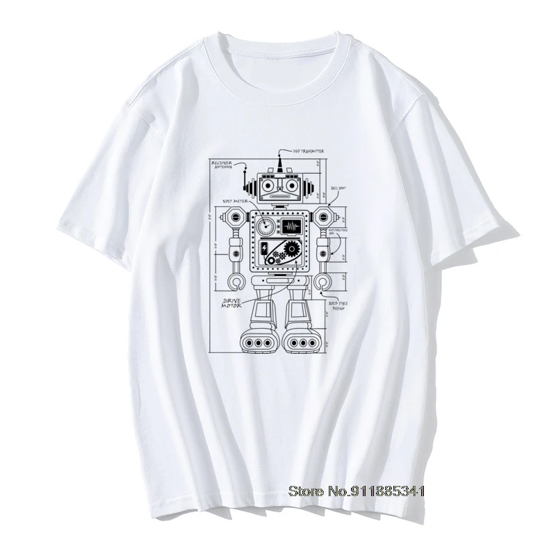 

Новинка 100% Хлопковая мужская футболка с винтажным принтом роботов-архитекторов футболка с графическим принтом роботов хипстерский Дизайн ...