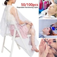 50100pcs disposable hairdressing capes pe waterproof apron cutting dye hair cape barber transparent hairdressing cloth