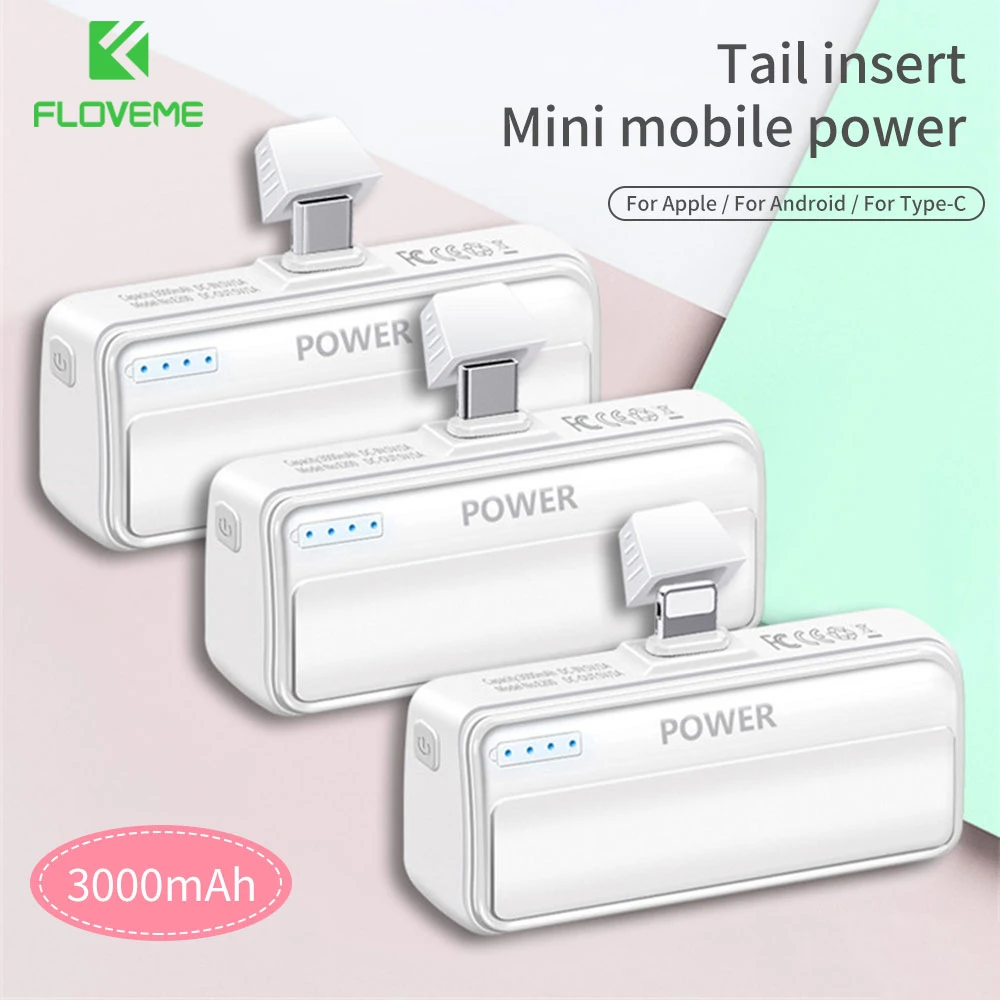 Беспроводное мини-зарядное устройство FLOVEME 3000 мАч внешний аккумулятор с USB