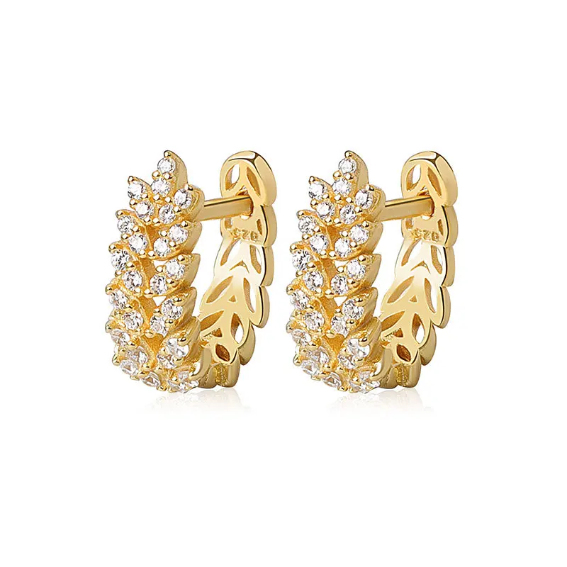 

Classic Silver Plated Rhinestone Wheat Ear Hoop Earrings Female Light Luxury Fashion Exquisite Women Wedding Jewelry Best Gift
