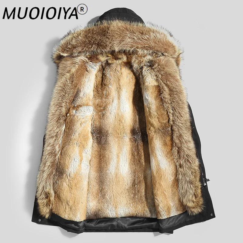 

MUOIOYIA Winter Jacket Men Clothing Erkekler Parkas Hooded Warm Real Shearling Jackets Wolf Fur Coat Male Hommes Veste LXR972