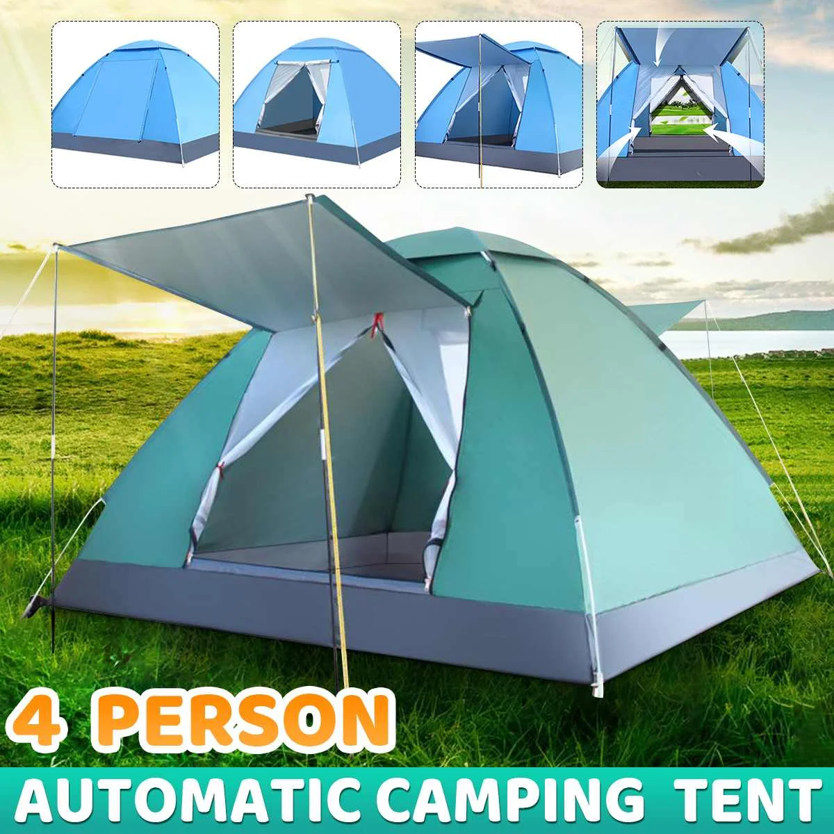 

200x200x125cm Automatic Camping Tent 3-4 Person Family Easy Instant Setup Protable Backpacking Tent Hiking Travel Sun Shelte
