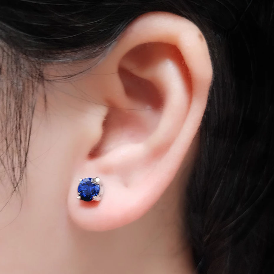 Kuololit серьги гвоздики с голубым сапфиром женская серебряная звезда