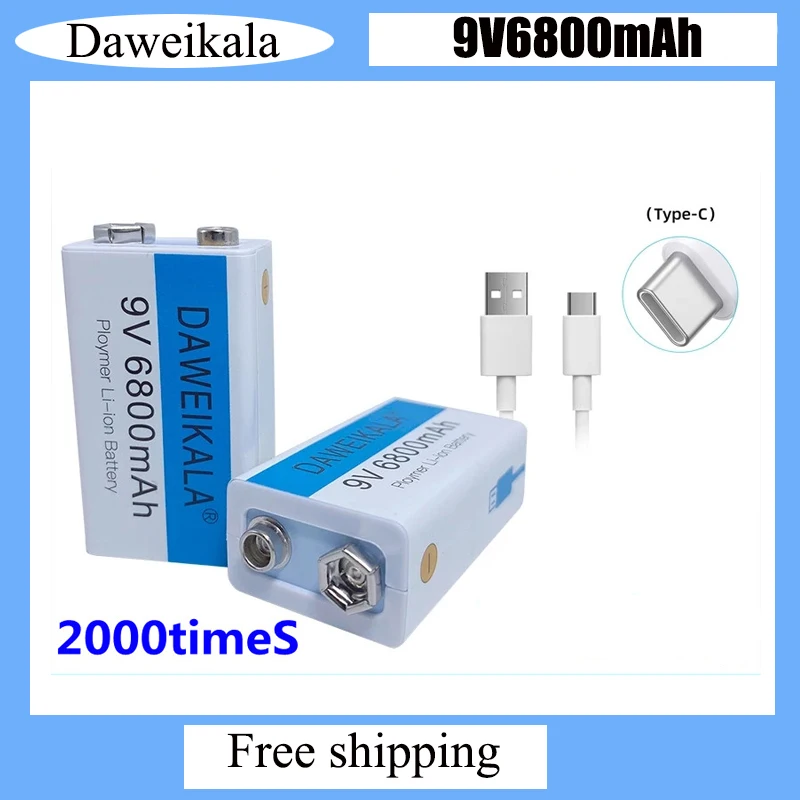 Литий-ионный аккумулятор для мультиметра микрофона пульта ДУ 9 В 6800 мАч |