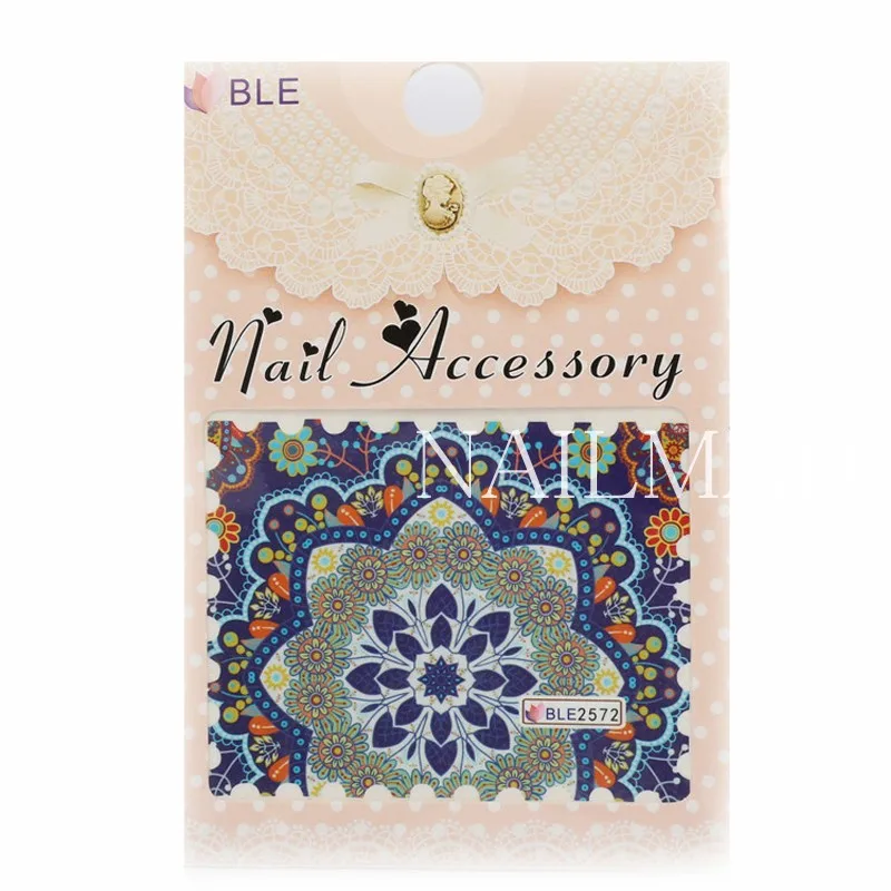 1 лист водных переводных наклеек для дизайна ногтей с рисунком мандалы Пейсли