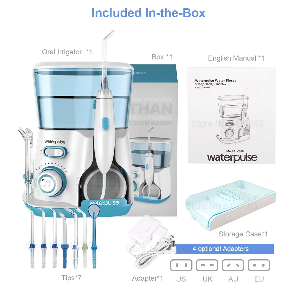 Ирригатор для полости рта Waterpulse V300 Стоматологический 800 мл с 7 насадками в коробке