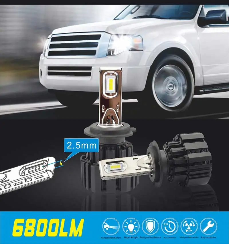 50 Вт 6800LM Автомобильный светодиодный фар D2S D1S D3S D4S D4R D3R D2R D1R H7 H8 H9 H11 HB3 H10 9005 HB4 9012 5202 H16 авто светодиодный лампы