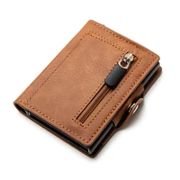 bycobecy 2021 new men and women business pu leather credit card holder rfid blocking button smart wallet coin zippe purse