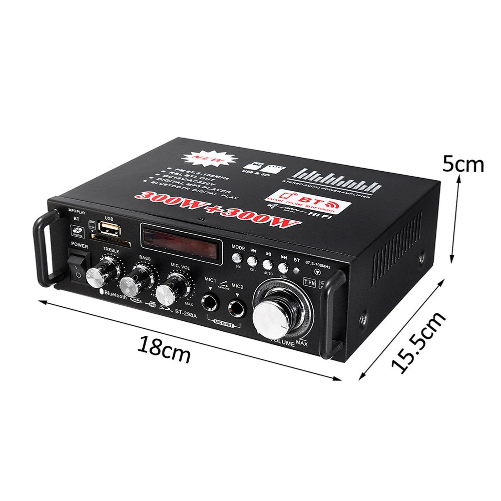 

Stereo HIFI Car Music Player Home Audio Easy Use 600W Remote Control Durable Digital Portable USB Bluetooth Audio Amplifier