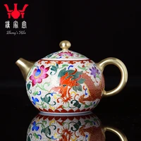 clock home kiln single pot of dragon grain flower grain xi shi manual wire inlay enamel pot of jingdezhen tea service