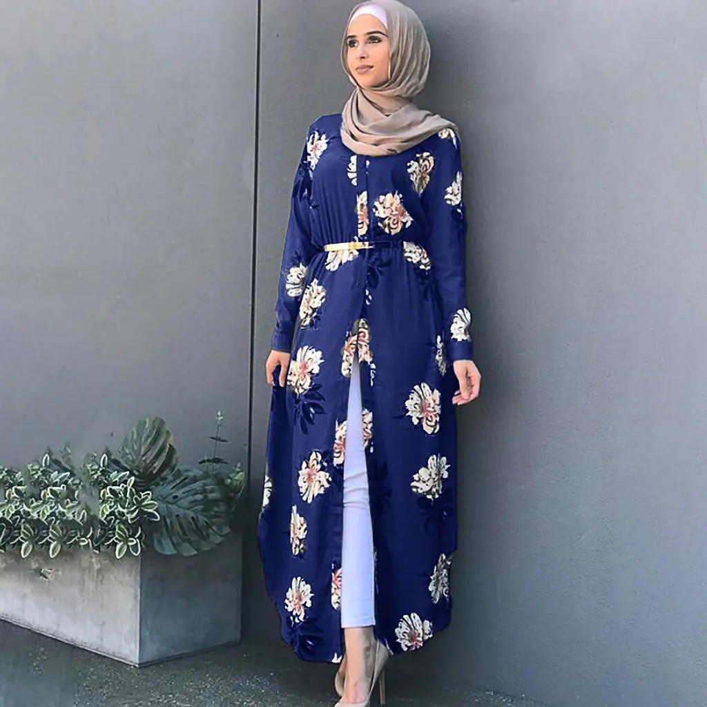 Элегантное мусульманское платье Abaya с вышивкой модное женское длинным рукавом и