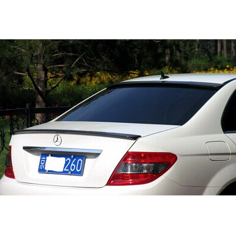 For Mercedes-Benz C Class W204 C180 C200 C300 C260 Spoiler 2007-2014 Carbon Fiber Rear Trunk Lip Roof Wing Car Styling | Автомобили и