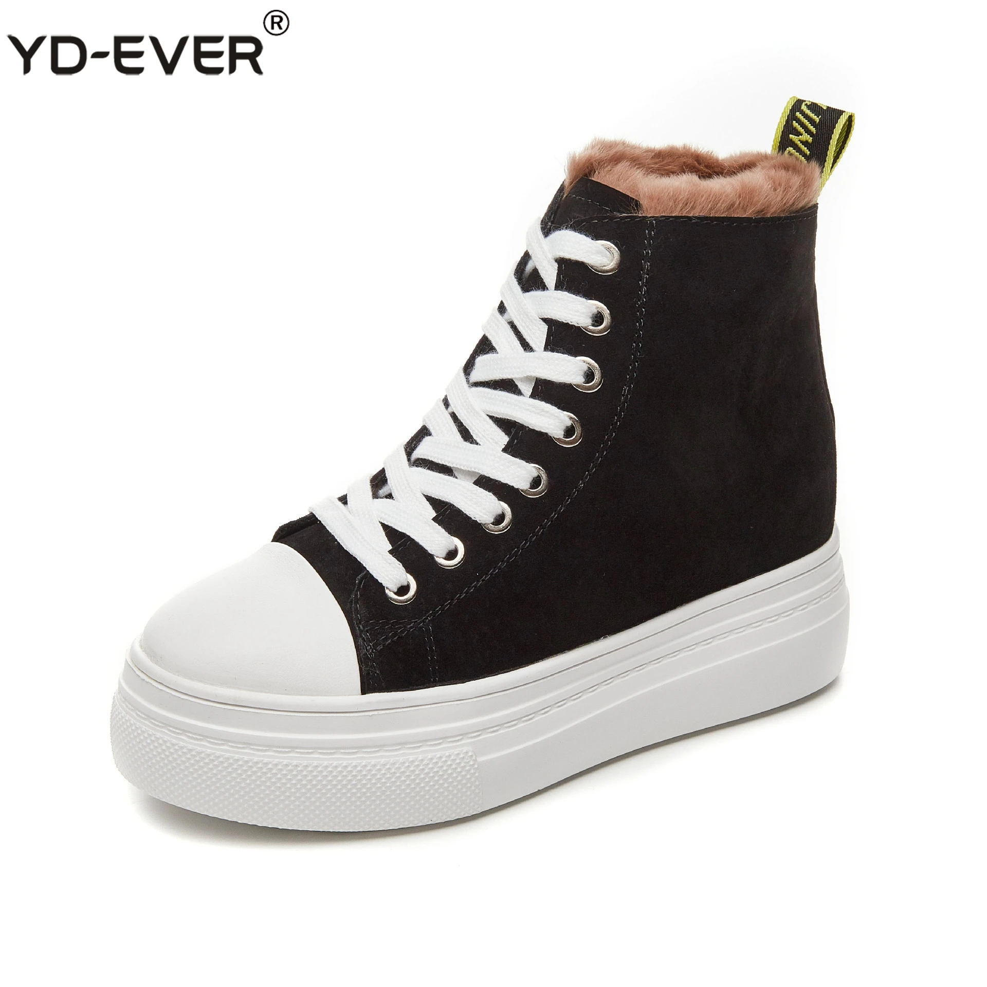 YD EVER женские ботинки из натуральной кожи на высоком каблуке 8 см Туфли танкетке и